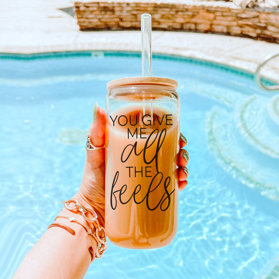 All the Feels — Glass Sip Cup with Bamboo Lid