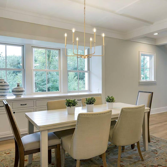 Candle Glow — Six-Arm Gold Chandelier