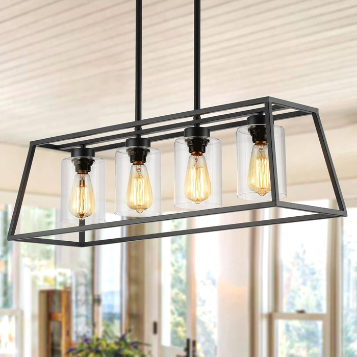 Long Table — Black Linear Chandelier for the Dining Room