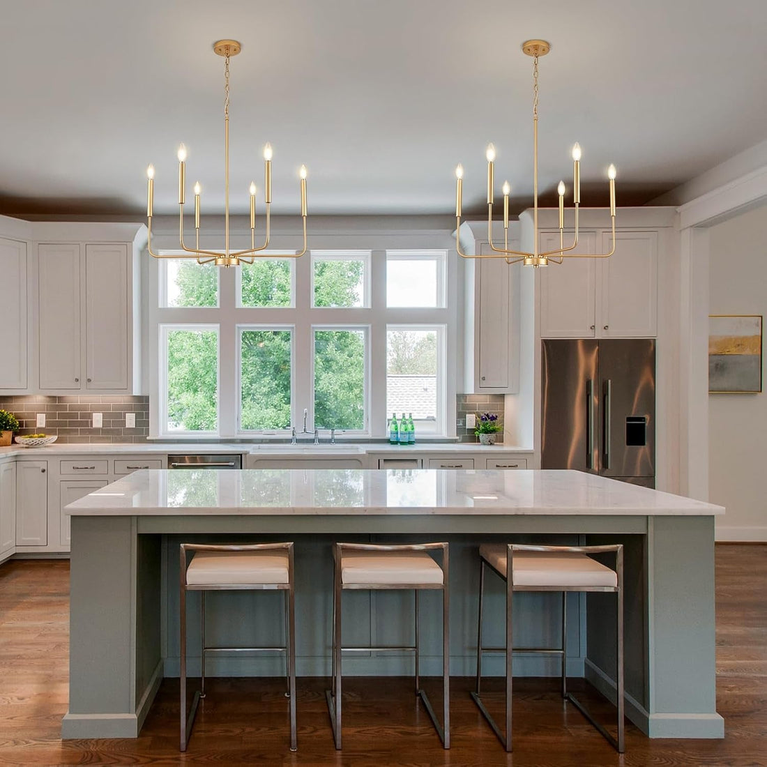Candle Glow — Six-Arm Gold Chandelier