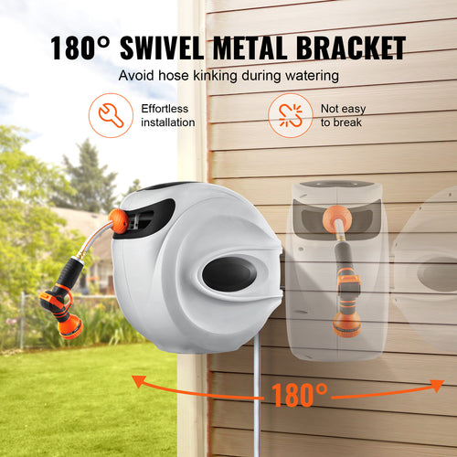 Garden Reel — Retractable Wall-Mounted Hose, Auto-Coil