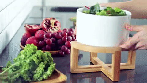 Gather Bowl — Porcelain Salad Set with Bamboo Stand