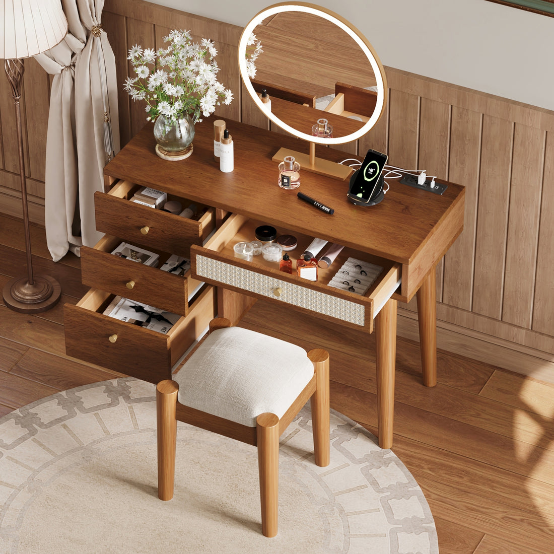 Slow Mornings — Bohemian Walnut Vanity & Stool