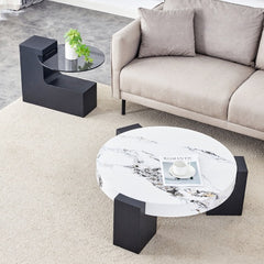 Quiet Round — Two-Tier Glass & MDF Coffee Table