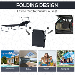 Sun Hours — Folding Chaise Lounger with Shade