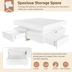 Bright Square — High-Gloss Coffee Table with 4 Drawers
