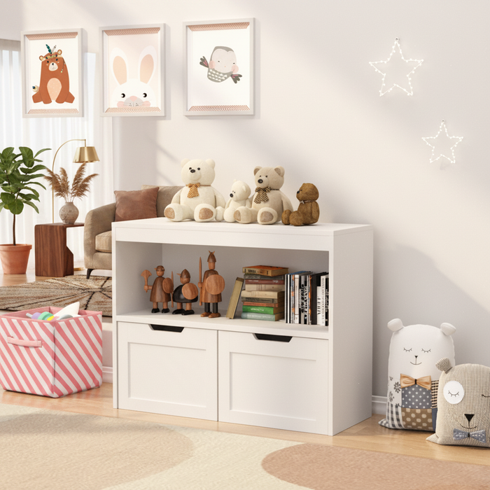 Nestora storage cabinet calming a kid's room on a Sunday morning