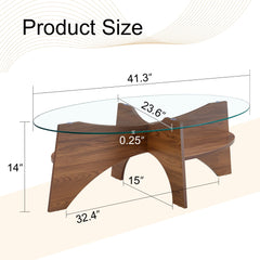 Float — Oval Tempered Glass Coffee Table