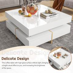 Bright Square — High-Gloss Coffee Table with 4 Drawers