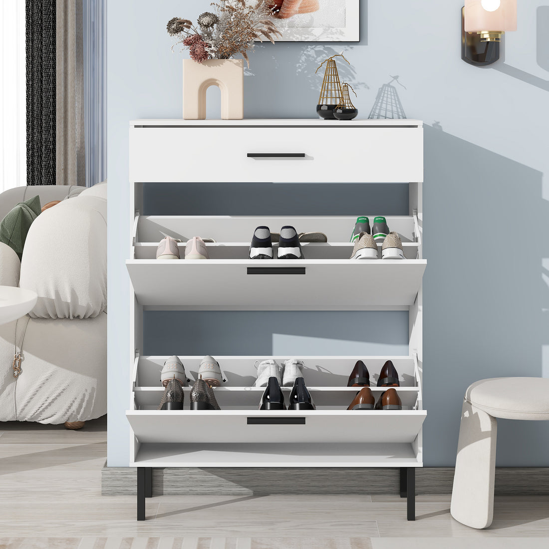 Threshold — Slim Shoe Cabinet with Flip Drawers