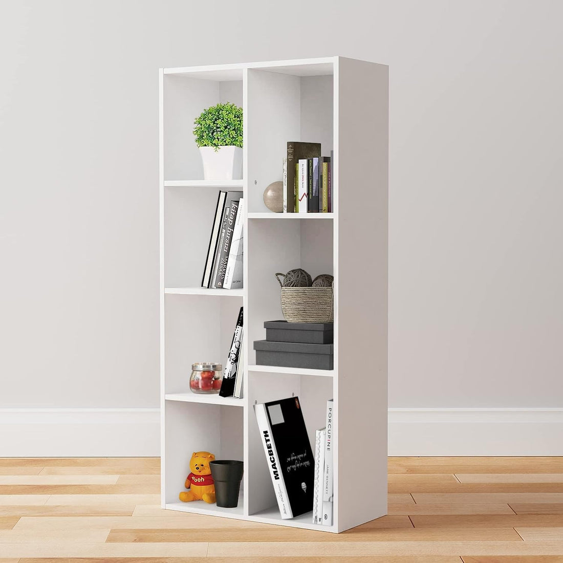 Open Stack — Seven-Cube Wood-Grain Bookcase