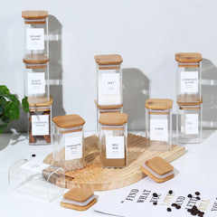 Pantry Order — Square Glass Spice Jars, Set of 12