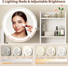 Quiet Hours — Compact Vanity with LED Mirror & Stool