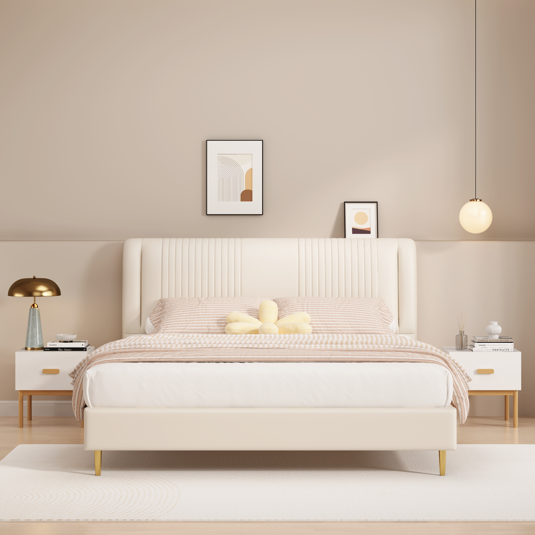 Quiet Bedside — Minimalist White Nightstand with Wood Legs
