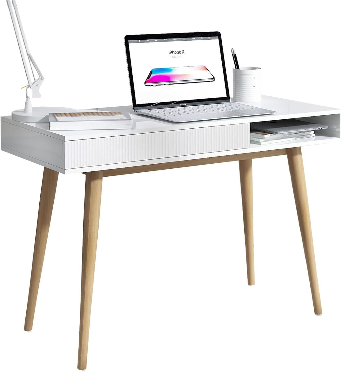 Quiet Desk — Mid-Century Writing Table with Hidden Drawer