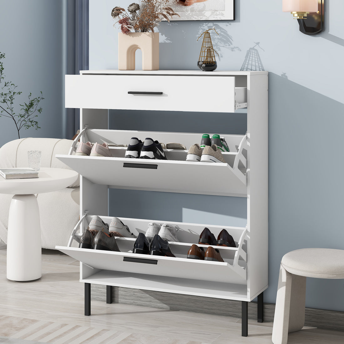 Threshold — Slim Shoe Cabinet with Flip Drawers