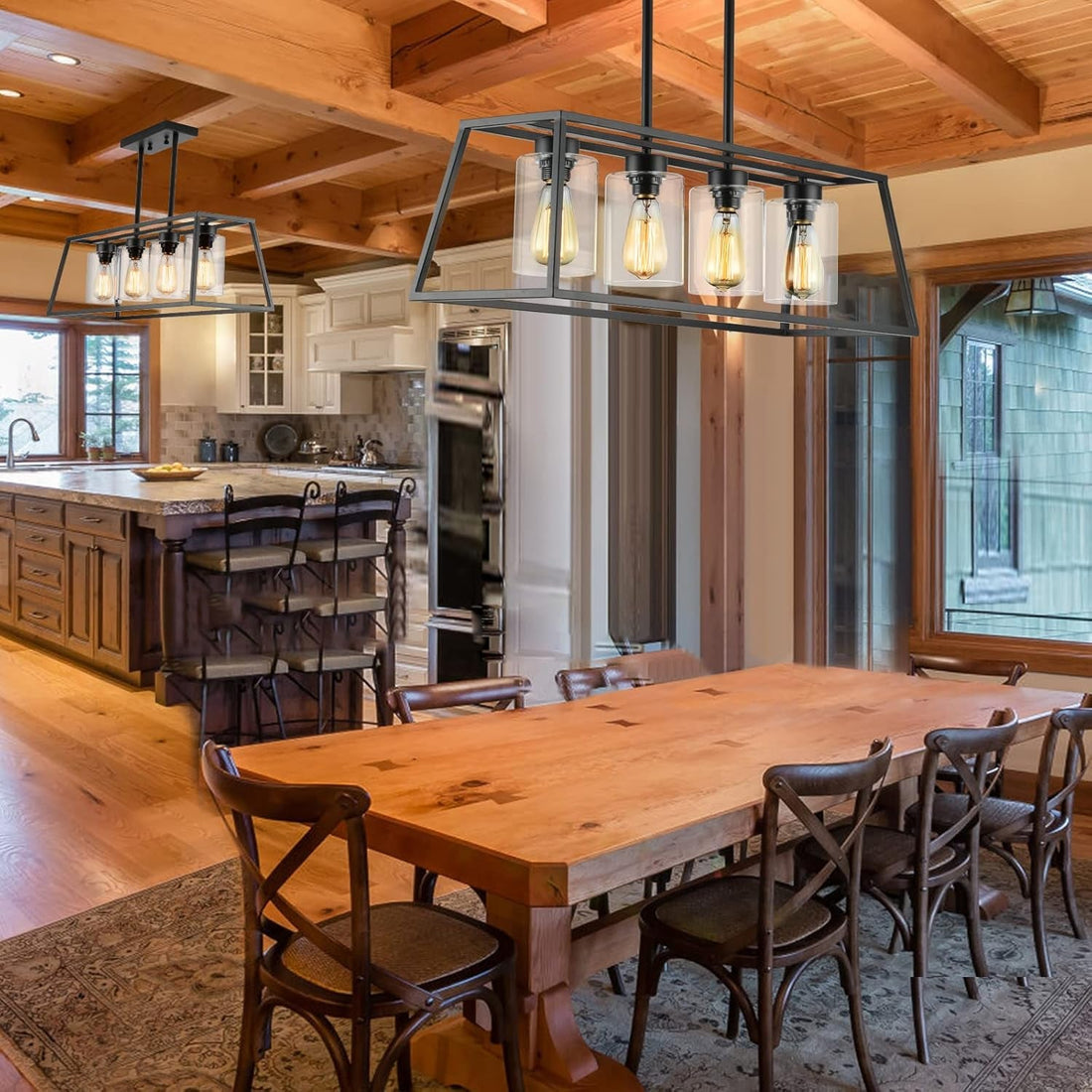 Long Table — Black Linear Chandelier for the Dining Room
