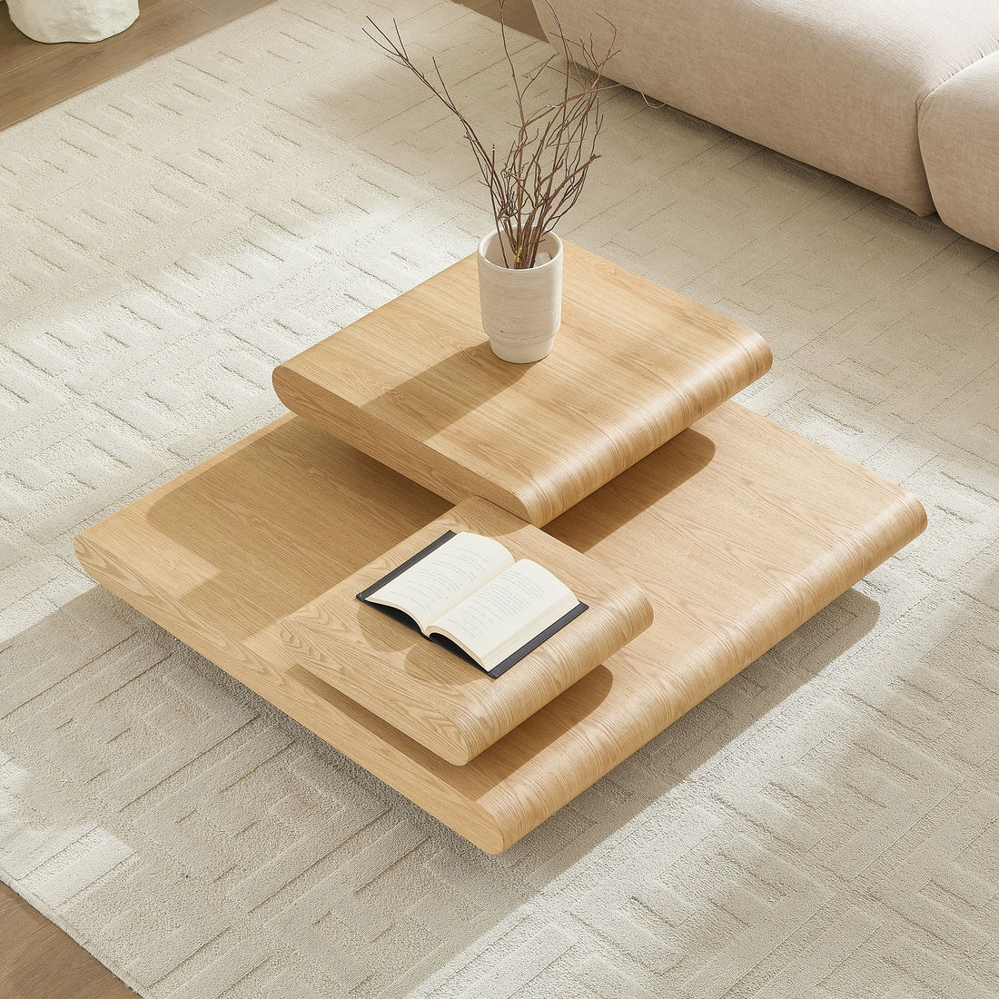 Stack & Settle — Modular Wood-Look Coffee Table