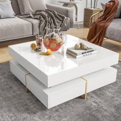 Bright Square — High-Gloss Coffee Table with 4 Drawers