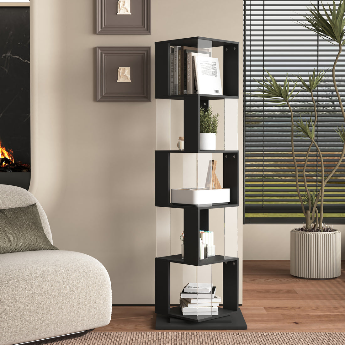 Turn & Show — 360° Rotating 5-Tier Bookshelf
