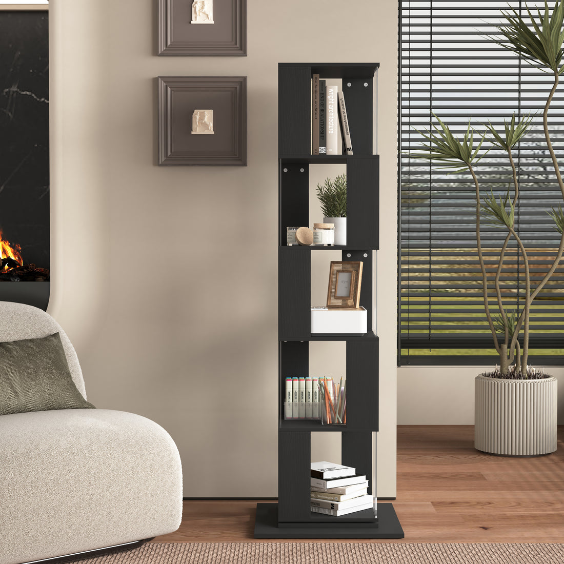Turn & Show — 360° Rotating 5-Tier Bookshelf