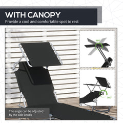 Sun Hours — Folding Chaise Lounger with Shade