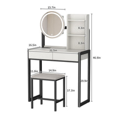 Quiet Hours — Lit Vanity Desk with Cushioned Stool