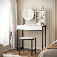 Quiet Hours — Lit Vanity Desk with Cushioned Stool