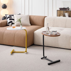 Slide-In — C-Shaped Sofa Side Table in Brown