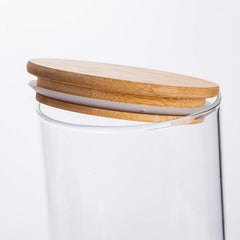 Pantry Set — Glass Jars with Bamboo-Toned Wood Lids