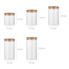 Pantry Set — Glass Jars with Bamboo-Toned Wood Lids