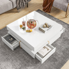 Bright Square — High-Gloss Coffee Table with 4 Drawers
