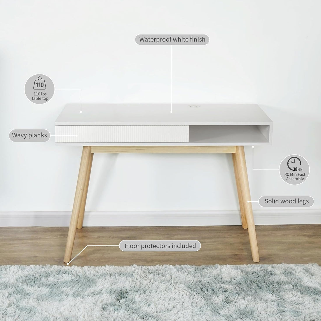 Quiet Desk — Mid-Century Writing Table with Hidden Drawer