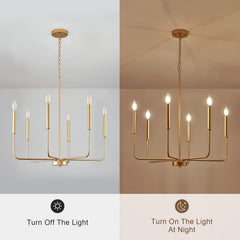 Candle Glow — Six-Arm Gold Chandelier