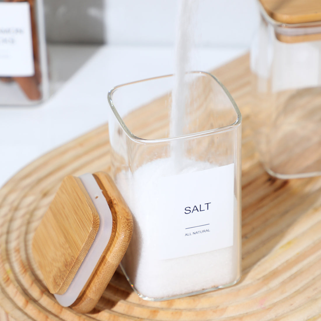 Spice Set — Square Glass Seasoning Jars, Set of 24