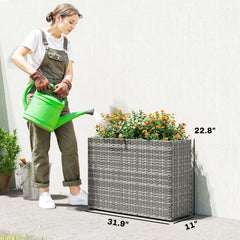 Garden Bench — Woven Wicker Planter Box