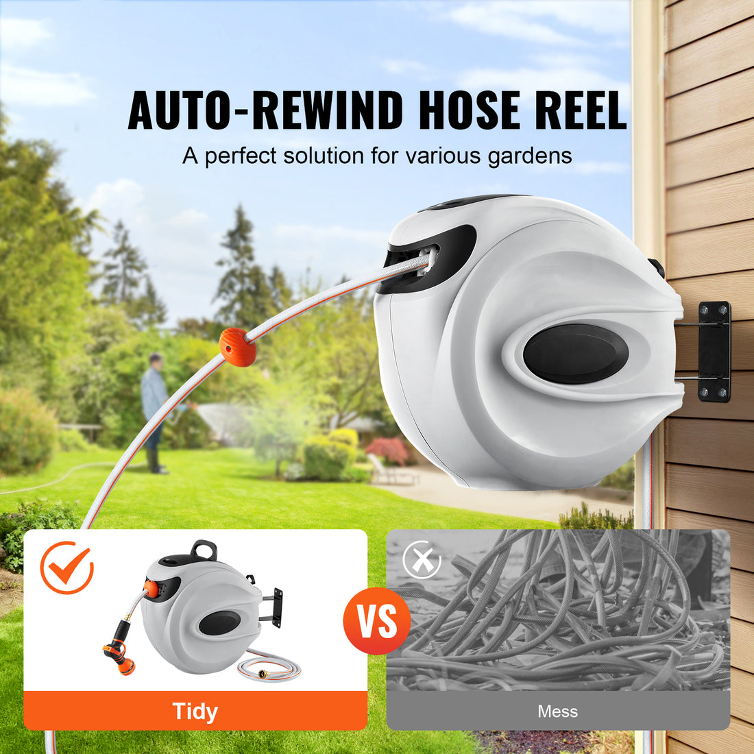 Garden Reel — Wall-Mounted Retractable Water Hose