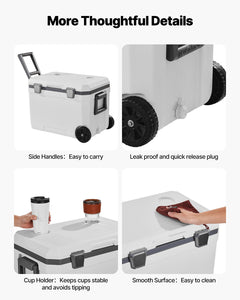 The Roll-Along — 45 QT Insulated Wheeled Cooler