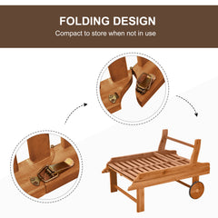 Sun Lounger — Acacia Wood Chaise with Wheels