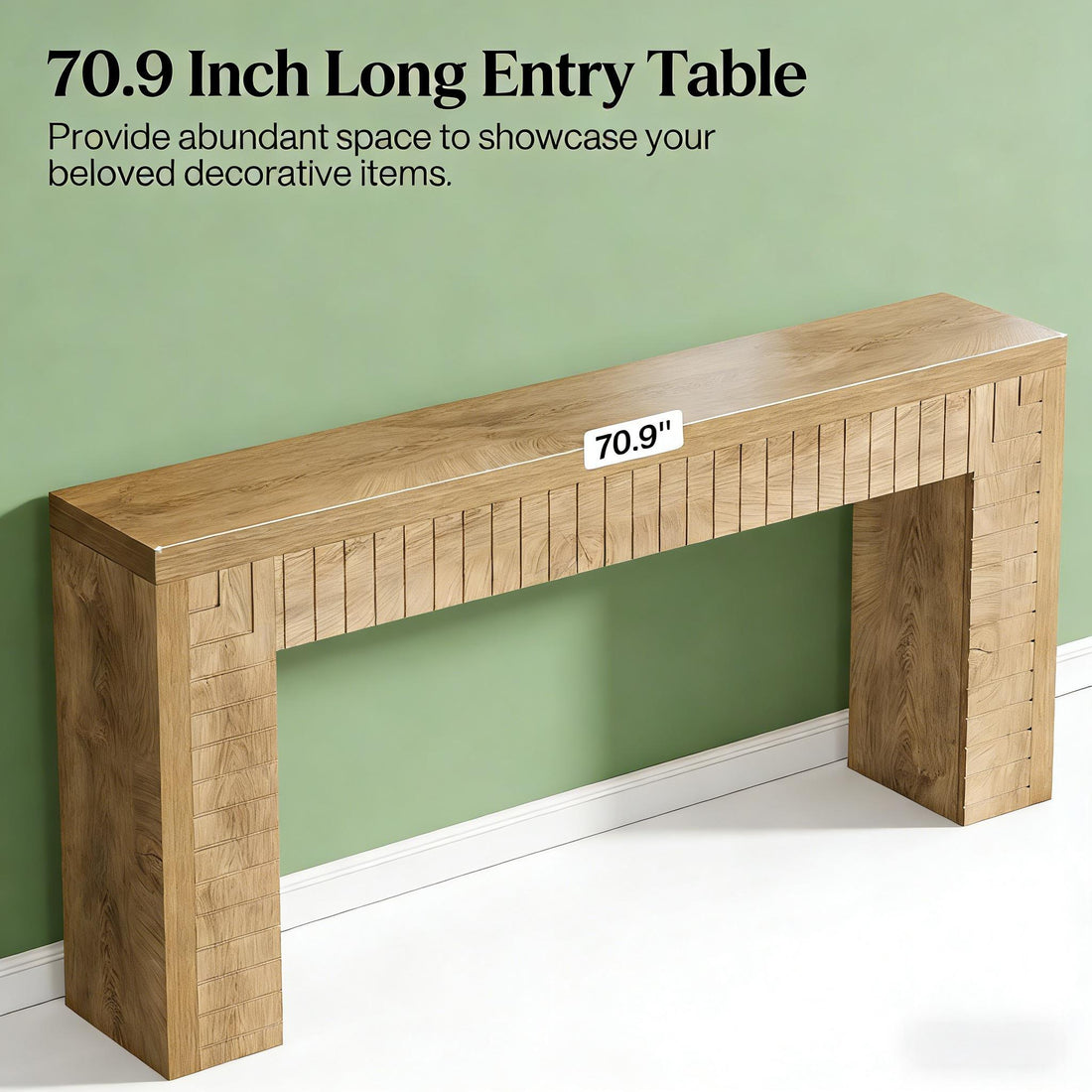 Long Hall — Grooved Console Table in Warm Wood