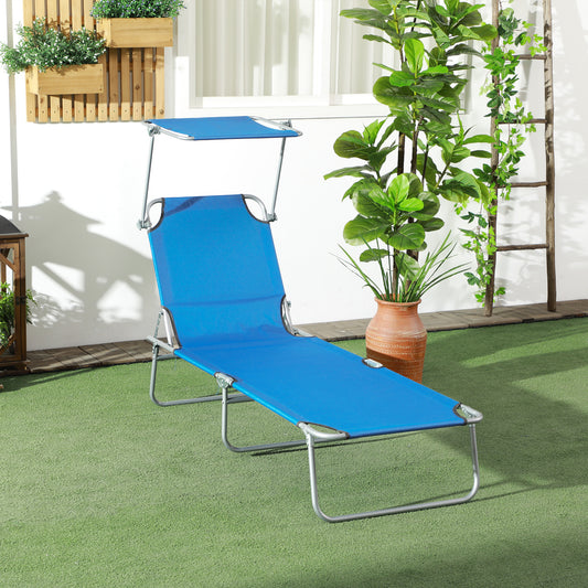 Sun Lounger — Foldable Poolside Chaise with Shade