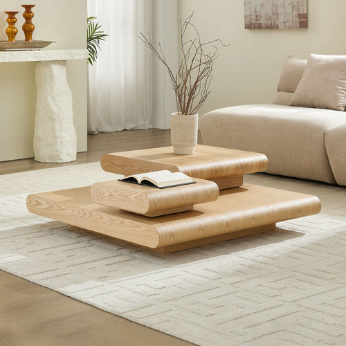 Stack & Settle Coffee Table — Wood-Look, 39" Square