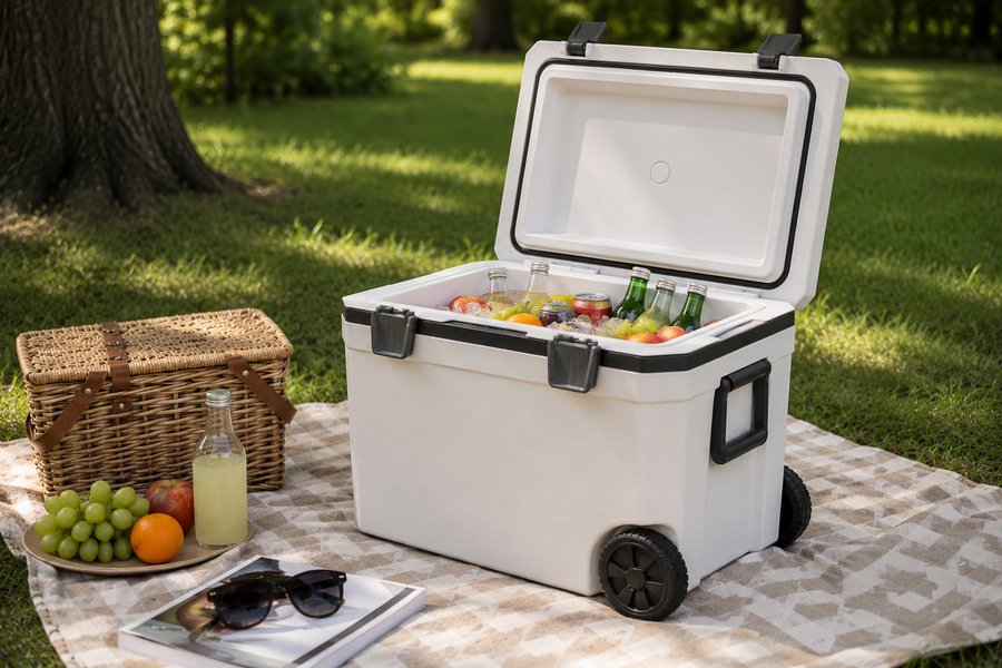 The Roll-Along Cooler — 45 qt Wheeled, 64 Cans