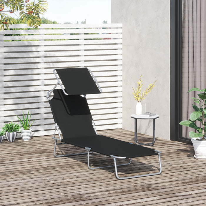 Sun Hours — Folding Chaise Lounger with Shade