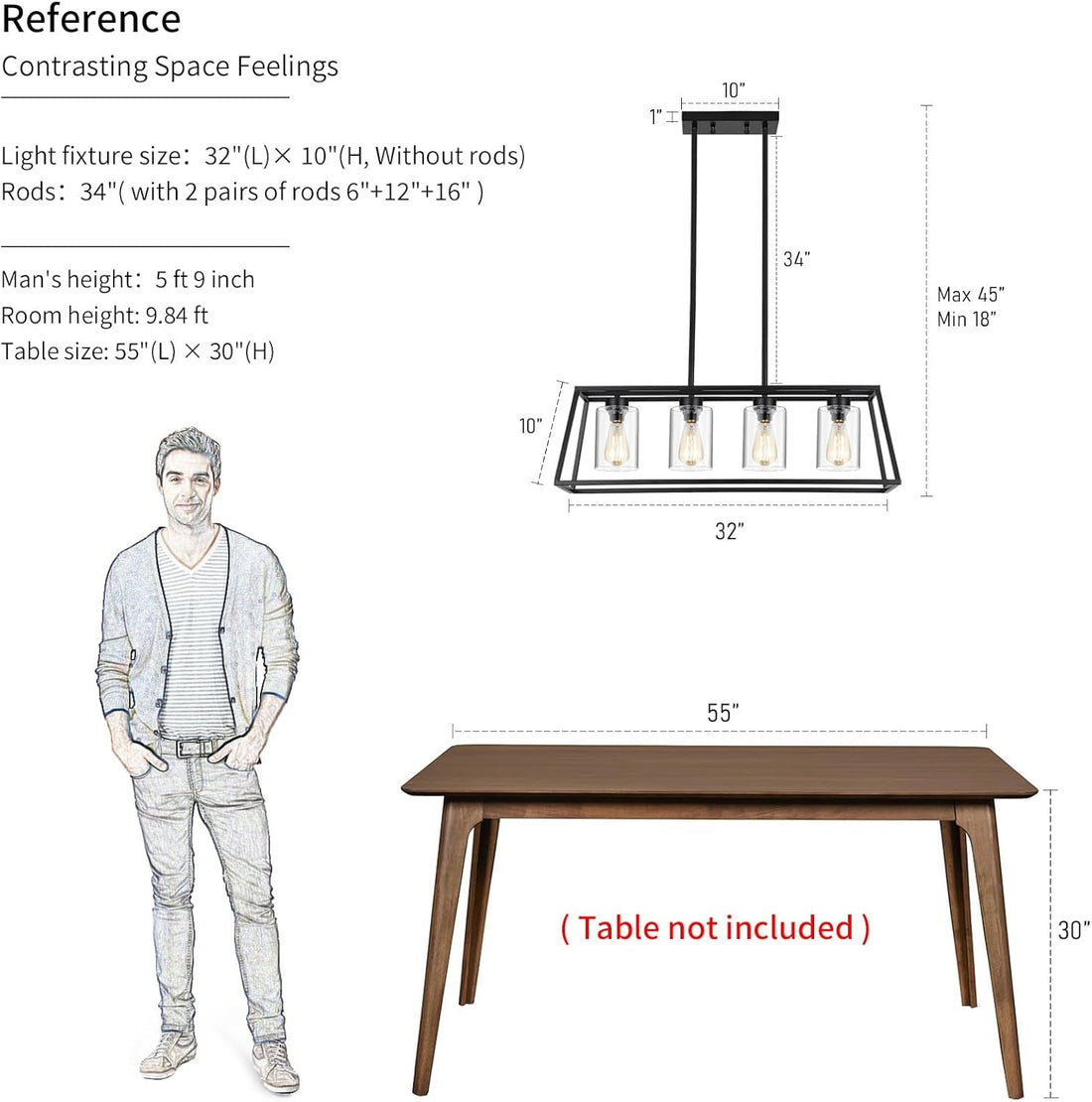 Long Table — Black Linear Chandelier for the Dining Room