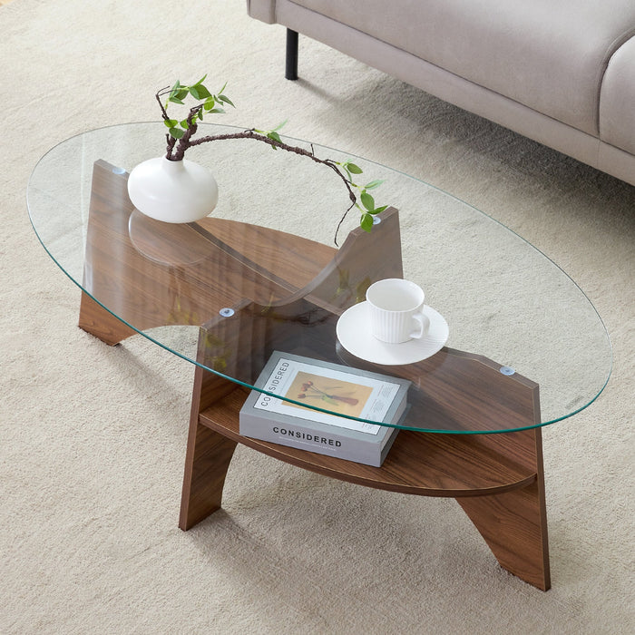 Float — Oval Tempered Glass Coffee Table