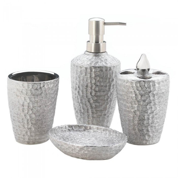 Hammered Silver — Porcelain Bath Set