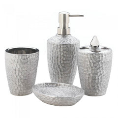 Hammered Silver — Porcelain Bath Set