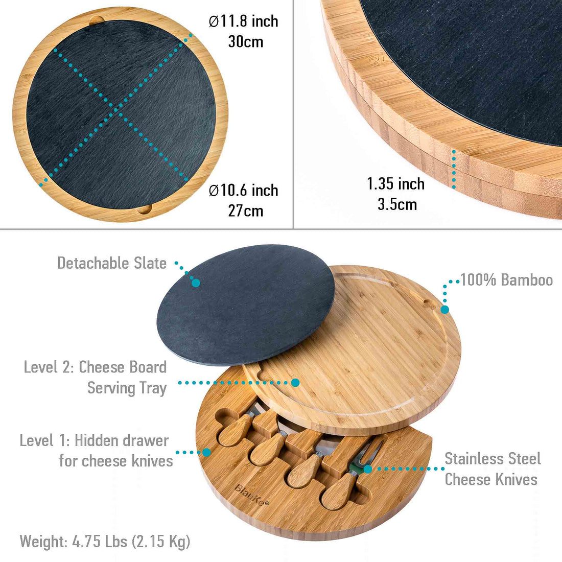 Gather Board — Round Bamboo Cheese & Charcuterie Set