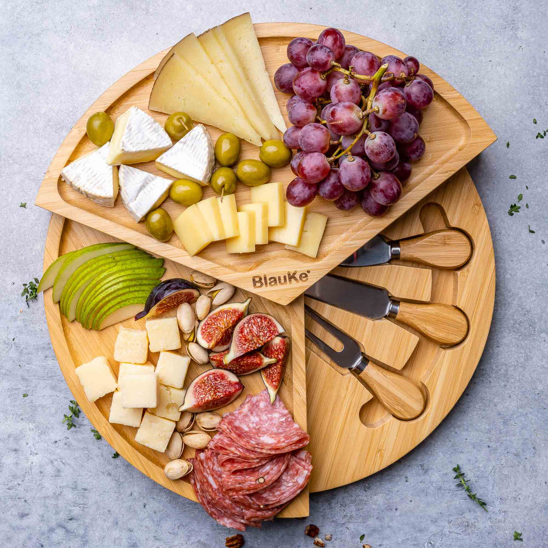Gather Board — Swiveling Bamboo Cheese & Charcuterie Set